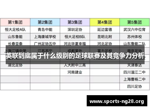 英联到底属于什么级别的足球联赛及其竞争力分析